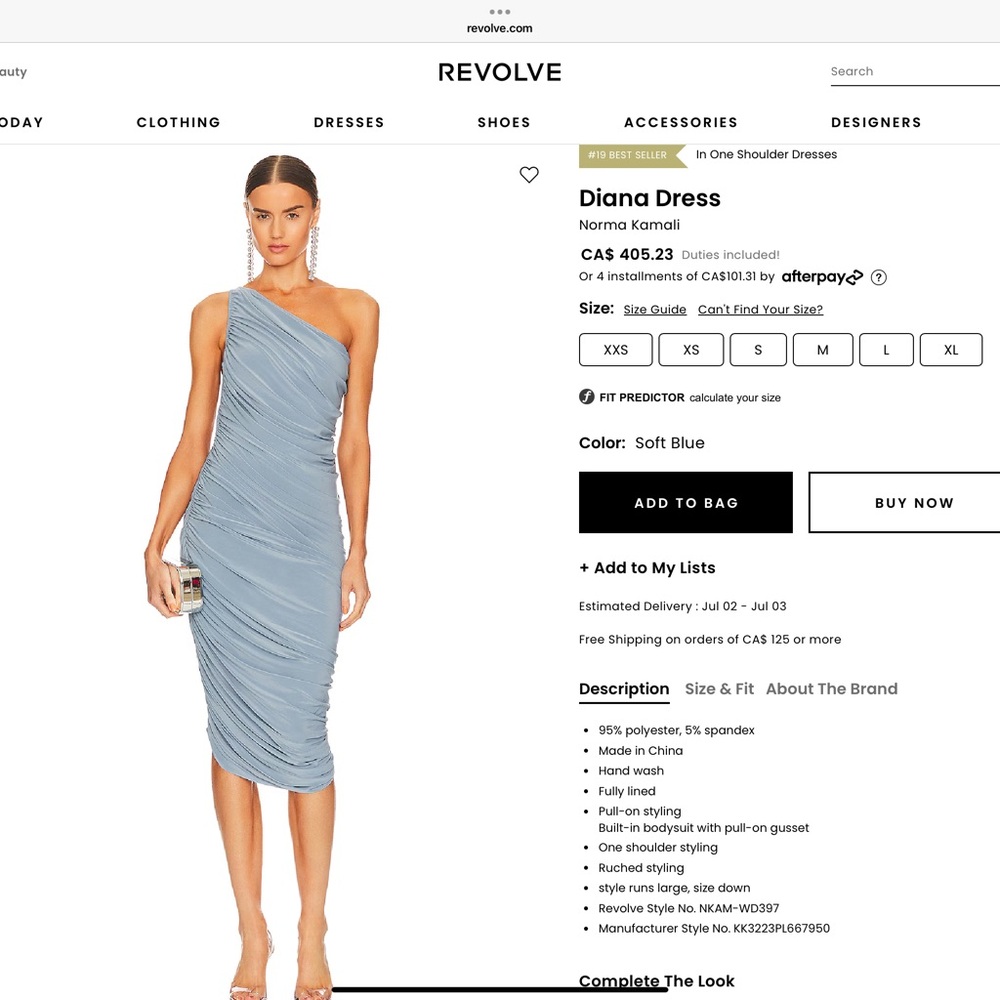 Norma Kamali One-Shoulder Diana Dress in Soft Blue